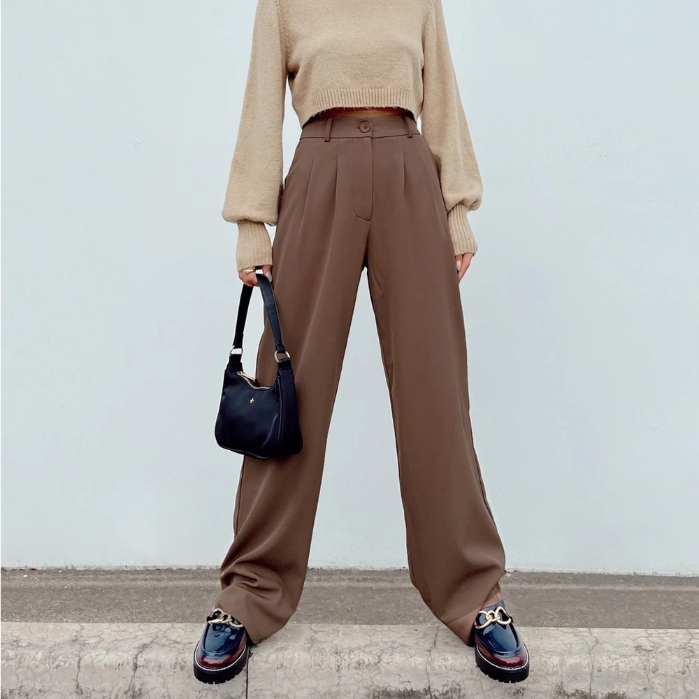 Princess Polly Archer Pants Brown Wide-Leg Trousers